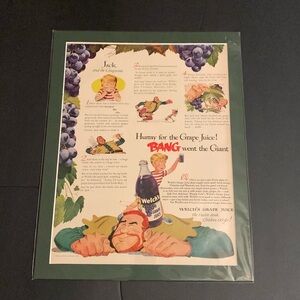 Original vintage print “Life” magazine 1951. Welch’s grape juice. “Framed”